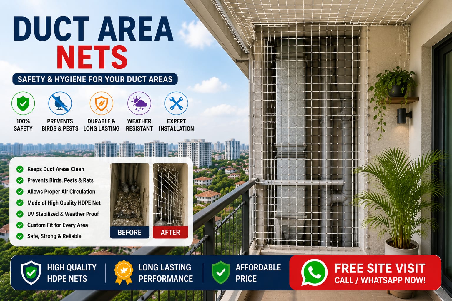 Duct area safety Nets in bengaluru